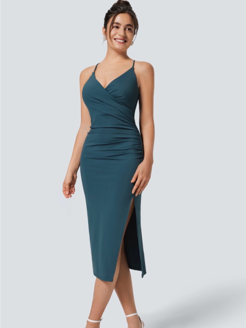 Halara Crossover ruched bodycon cool touch dress, NWT Size Large
